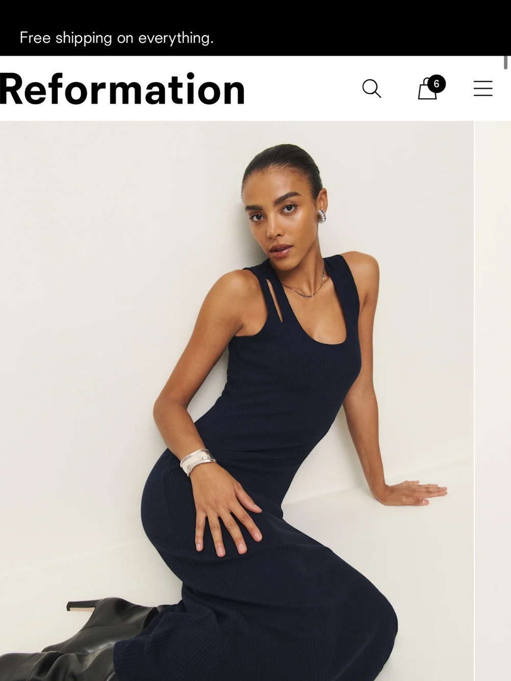 Reformation Jules  Navy Blue Dress